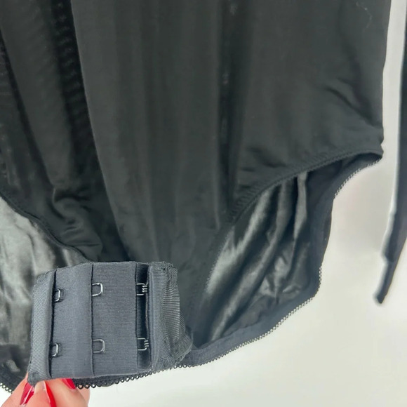 GANNI Bodysuit Top Womens L Black  All Crew Neck Long Sleeve Thin - Picture 4 of 13